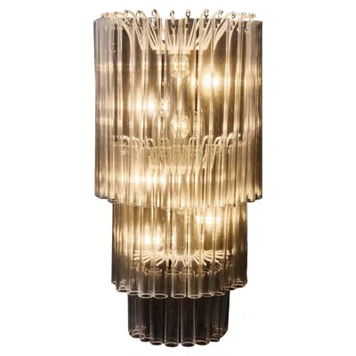 Pre-owned Venini Three-tier Wall Sconces With Clear Glass Tubes In Sand