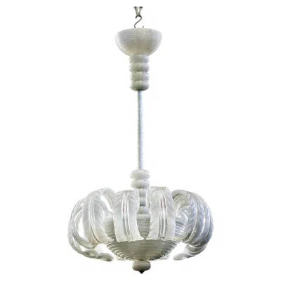 Pre-owned Venini Tomaso Buzzi (1900-1981) And , Chandeliers "lattimo" And "pulegoso" In Transparent