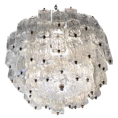 Pre-owned Venini Toni Zuccheri Chandelier Murano Glass Brass 1950 Italy In Transparent