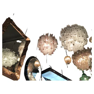 Pre-owned Venini “toni Zuccheri” Chandelier Murano Glass Metal Crome Iron 1950 Italy In Brown