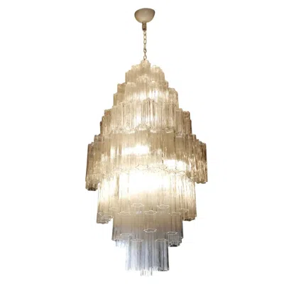 Pre-owned Venini Toni Zuccheri Mid-century Modern Crystal Murano Glass Chandelier For  1980 In Sand