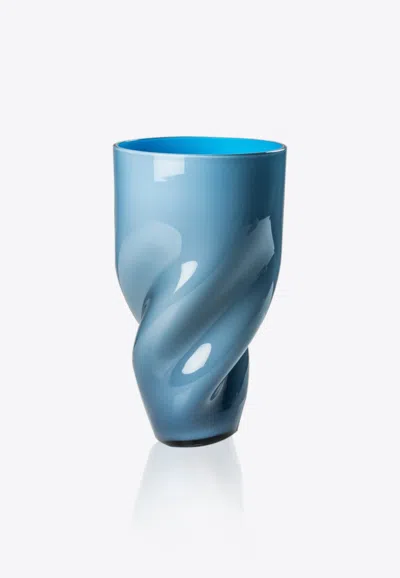 Venini Torcia Vase In Glass In Blue