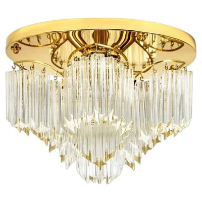 Pre-owned Venini Triedri Crystal Gold-plated Flush Mount By , Italy In Sand