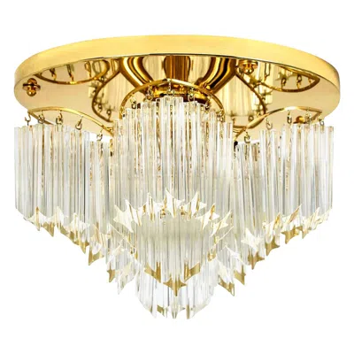 Pre-owned Venini Triedri Crystal Gold-plated Flush Mount By , Italy In Sand