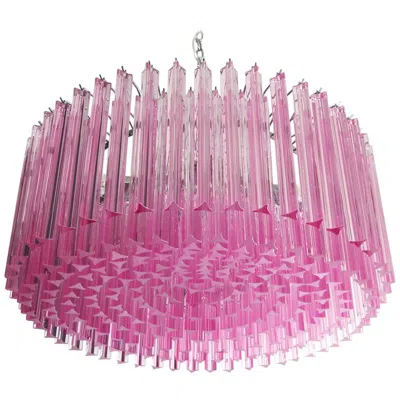 Pre-owned Venini Triedri Glass Chandelier, 265 Pink Prism, Murano