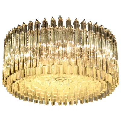 Pre-owned Venini Triedri Glass Chandelier, 265 Trasparent Prism, Murano In Sand