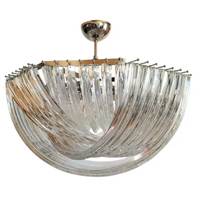 Pre-owned Venini Triedri Murano Glass Chandelier By  In Transparent