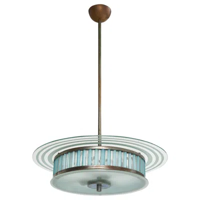 Pre-owned Venini Trieste Attribution, Pendant Light, Nickel, Glass, Copper, Italy, 1930s In Transparent