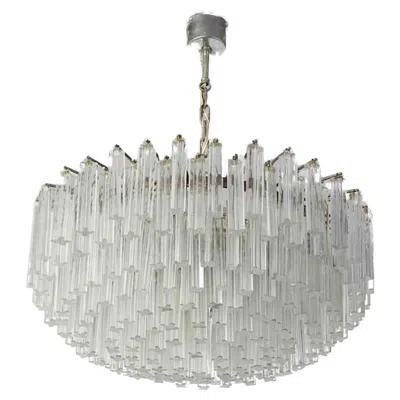 Pre-owned Venini Trilobo Ceiling Lamp By Workshop , Murano Glass, Italy 1970s In Transparent