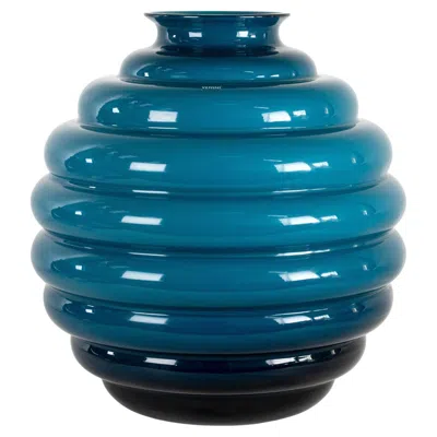 Pre-owned Venini Vase Deco By Martinuzzi Blue Horizon Murano Glass Signed 2014