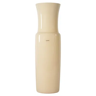 Pre-owned Venini Vase Dorici Ivory Color Murano Glass, Signed 2005, Handmade In Italy In White