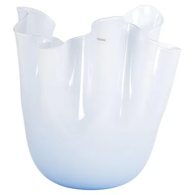 Pre-owned Venini Vase Fazzoletto Iceberg & White Murano Glass, Signed 2013