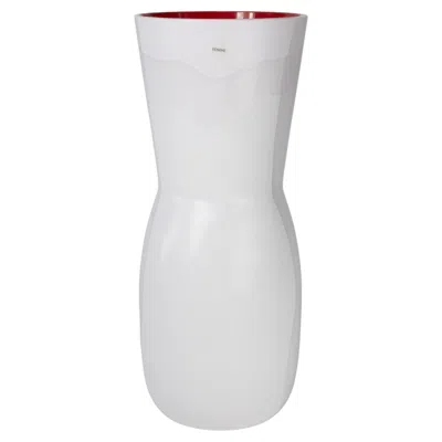 Pre-owned Venini Vase Kimono White & Red Murano Glass, Babled Signed 2014, Made In Italy
