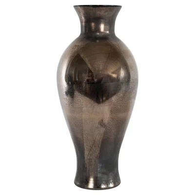 Pre-owned Venini Vase Lucenti In Black Murano Glass And Metal Foil, Signed 2008