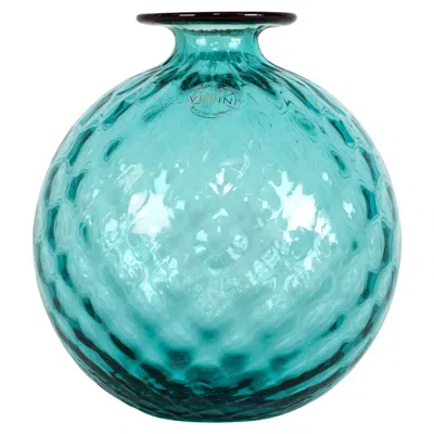 Pre-owned Venini Vase Monofiore Mint Green And Red Murano Glass, Limited Edition 121/199