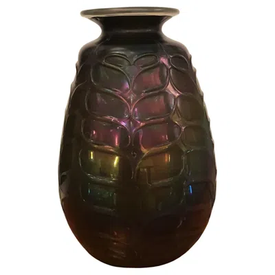 Pre-owned Venini Vase Murano Glass Iridato 1950 Italy In Black
