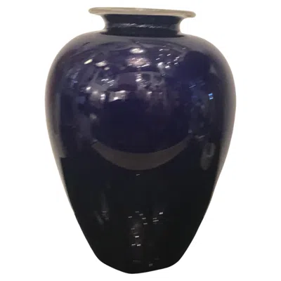 Pre-owned Venini Vase "pirelli" Murano Glass 1990 Italy In Black