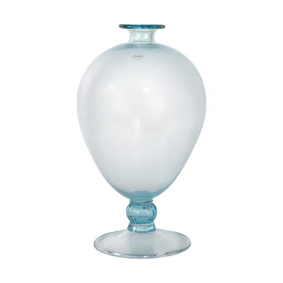 Pre-owned Venini Vase Veronese In Aquamarine Murano Glass Signed Edition 2010 Venice In Clear