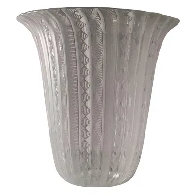 Pre-owned Venini Vase “zanfirico“ Murano Glass 1950 Italy In Transparent