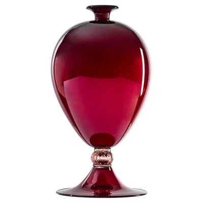 Pre-owned Venini Veronese 600.01 Glass Vase Rosso Venezia & Rosa Vittorio Zecchin Damiani In Red