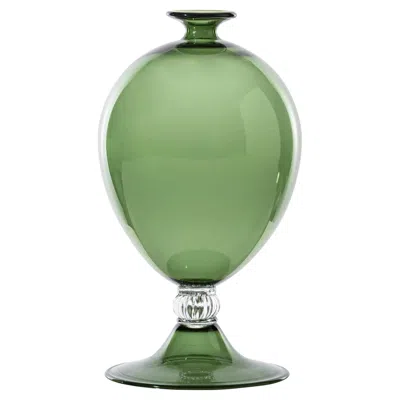 Pre-owned Venini Veronese 600.01 Glass Vase, Verde Mela & Crystal Vittorio Zecchin Damiani In Green