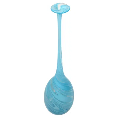 Pre-owned Venini Vetro Artistico Style Murano Blown Glass Decorative Vase Baby Blue Swirls, Italy