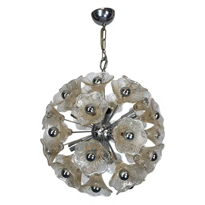 Pre-owned Venini , Vintage 35 Glass Flowers Sputnik From 70s In Transparent