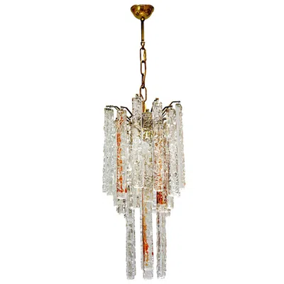 Pre-owned Venini Vintage Italian Chandelier In Murano Glass By Toni Zuccheri For  In Sand