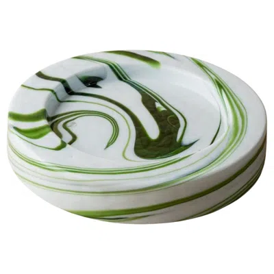 Pre-owned Venini Vintage Murano Glass Bowl By Sergio Asti For  – Swirl Green, 1970s In Gray