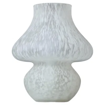 Pre-owned Venini Vintage White Frosted Mushroom Murano Style Glass Table Lamp, Italy, 1980s