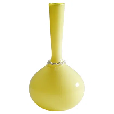 Pre-owned Venini Vittorio Zecchin For  Soffiato Vase In Yellow And Lattimo Glass Ca. 1950s