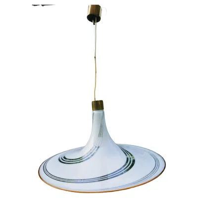 Pre-owned Venini Vortex Spiral Pendant Lamp Produced By Lag Murano. In Blue