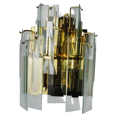 Pre-owned Venini Wall Lamp, Cascading Bevelled Glass, Italy, 1970 In Brown