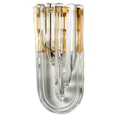 Pre-owned Venini Wall Light, Curved Crystal Glass And Gilt Brass, Italy In Sand