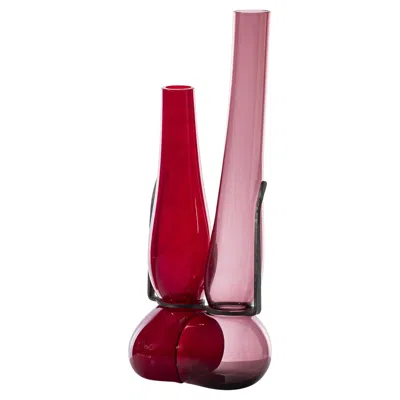 Pre-owned Venini Where Are My Glasses 777.52 Glass Vase Purple & Red - Ron Arad Damiani