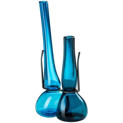 Pre-owned Venini 'where Are My Glasses?' Double Lens Vase In Blue And Horizon By Ron Arad