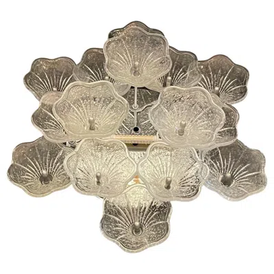 Pre-owned Venini Wonderful Pair Mid-century Modern Murano Venetian Glass Flower Sconces Fixtures In Brown