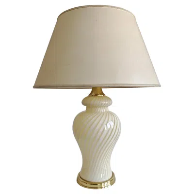 Pre-owned Venini Xl Mid Century Modern Table Lamp In Murano Swirl Glass By , Italy 1970s In Sand