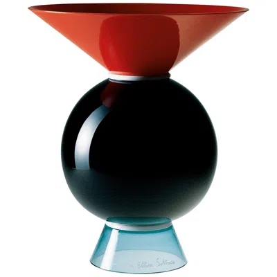 Pre-owned Venini Yemen Geometric Glass Vase In Multi-color By Ettore Sottsass In Black