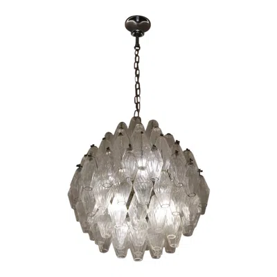 Pre-owned Venini -style Polyhedron Carlo Scarpa Round Chandelier, 1950 In Transparent