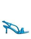 Venise Woman Sandals Azure Size 7 Leather In Blue