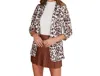 Venti6 3/4 Ruched Sleeve Blazer In Ivory Leopard Print In Multi