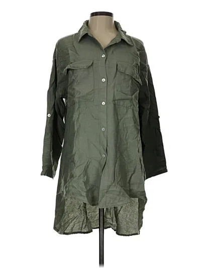 Venti6 3/4 Sleeve Button Down Shirt In Green