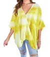 Venti6 Antonia Tie Dye Crossover Blouson Top In Lemon In Yellow