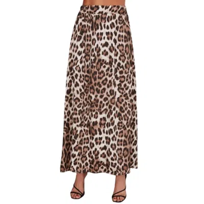 Venti6 Big Game Cheetah Print Maxi Skirt In Beige