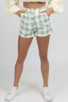 VENTI6 CHECKERED SHORTS IN PINK + GREEN