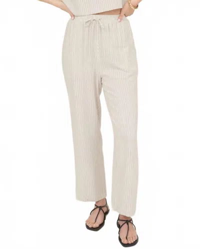 Venti6 Clair Linen Pinstripe Drawstring Pants In Beige In White
