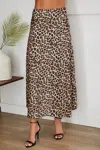 VENTI6 CORINNE MAXI SATIN SKIRT IN LEOPARD PRINT