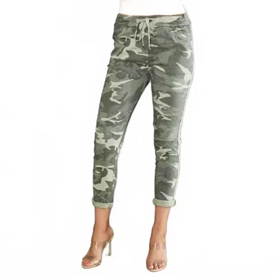 Venti6 Crinkle Jogger With Stud Side Stripe In Camo In Black