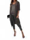 Venti6 Crochet Shawl Collar Long Cardigan With Pockets In Gray In Gray